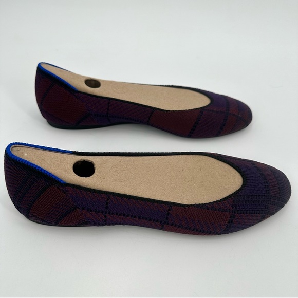 ROTHYS Cranberry Plaid Flats 7.5 Women’s Retired Pattern Shoes - Picture 3 of 12
